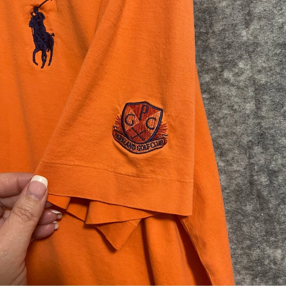 Ralph Lauren Polo Golf Mens Shirt Parkland Florida Vintage Lisle Orange Preppy